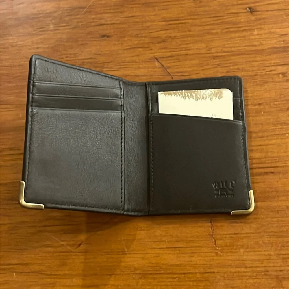Will Leather Goods Bi Fold Wallet Card Case Black new